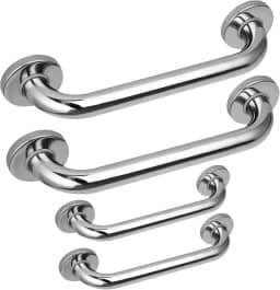 Barra de Segurança para Banheiro em Aço Inoxidável 304 - Barra de Apoio Antiderrapante para Montagem em Parede Destinada a Idosos e Deficientes (Acessibilidade) - (Duplo 40CM + Duplo 60CM)
