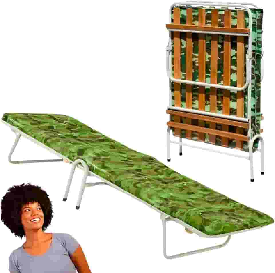 Cama Dobrável Portátil Solteiro Com Colchão Camping Pescaria Acampamento