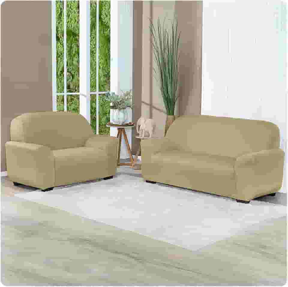 Capa Para Sofá 2 e 3 lugares Protetor Antigato Coladinha Malha Gel (Avelã)