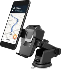 Suporte de Celular para Carro com Ventosa Forte – Trava Automática Antiqueda, Ajustável 360°, Para Painel e Vidro Ideal para Waze, GPS, Uber – Modelo Premium
