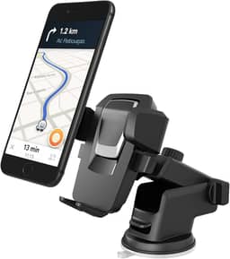 Suporte de Celular para Carro com Ventosa Forte – Trava Automática Antiqueda, Ajustável 360°, Para Painel e Vidro Ideal para Waze, GPS, Uber – Modelo Premium