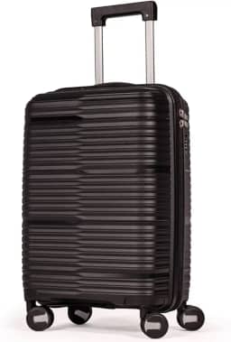 Mala De Bordo 10Kg Polipropileno Medidas 55x35x25 Padrão Anac Mala De Viagem Pequena De Mão 4 Rodas Duplas 360° Cadeado Segredo Zíper Antifurto Rígida Leve (PRETO, PEQUENA)