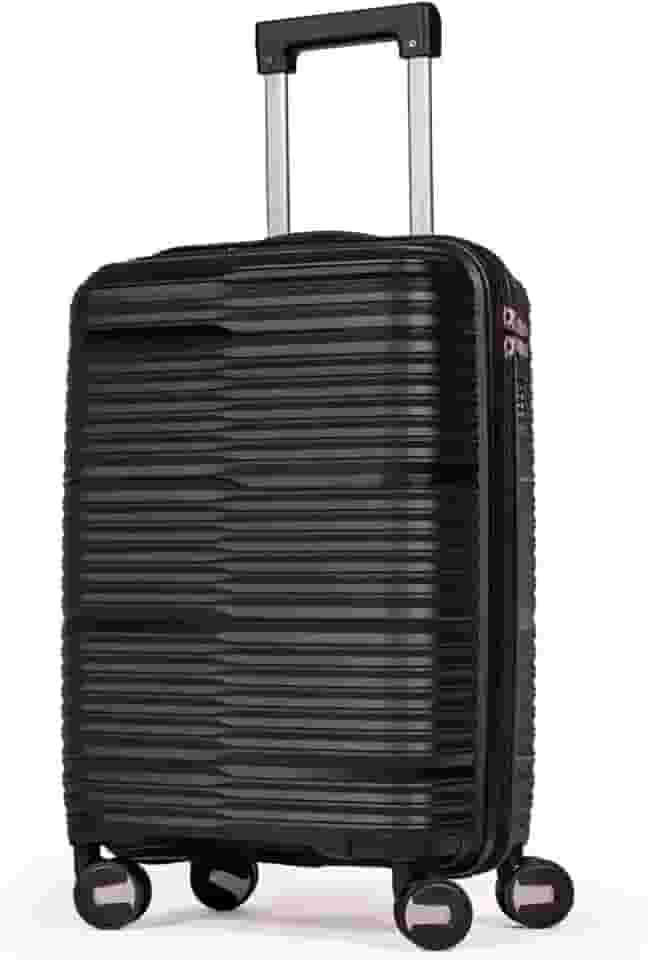 Mala De Bordo 10Kg Polipropileno Medidas 55x35x25 Padrão Anac Mala De Viagem Pequena De Mão 4 Rodas Duplas 360° Cadeado Segredo Zíper Antifurto Rígida Leve (PRETO, PEQUENA)