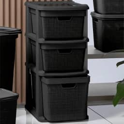 Gaveteiro Organizador Grande de Chão com 3 Gavetas 15-15-22 Litros em Plástico Juta RVS E-commerce (Preto)