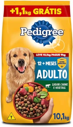 Ração Pedigree Carne e Vegetais Cães Adultos Raças Médias e Grandes Leve 10Kg e Pague 9Kg