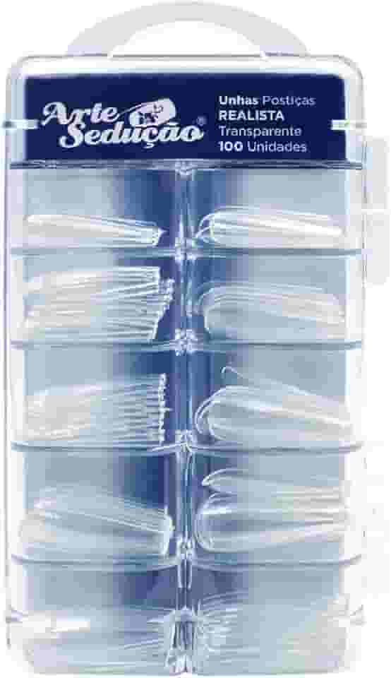 Unhas Postiças Realista Transparente, 100 Unidades, Arte Sedução