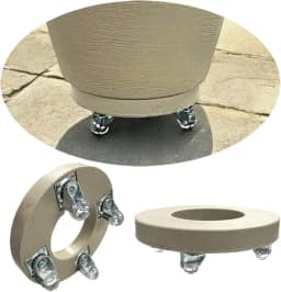 Suporte para vaso em polietileno com rodizio de 4 rodas em gel diamentro 25 cm (BEGE, 25CM)