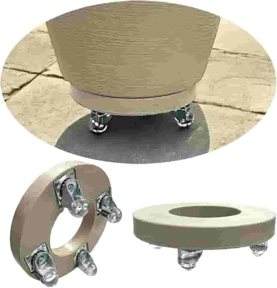 Suporte para vaso em polietileno com rodizio de 4 rodas em gel diamentro 25 cm (BEGE, 25CM)