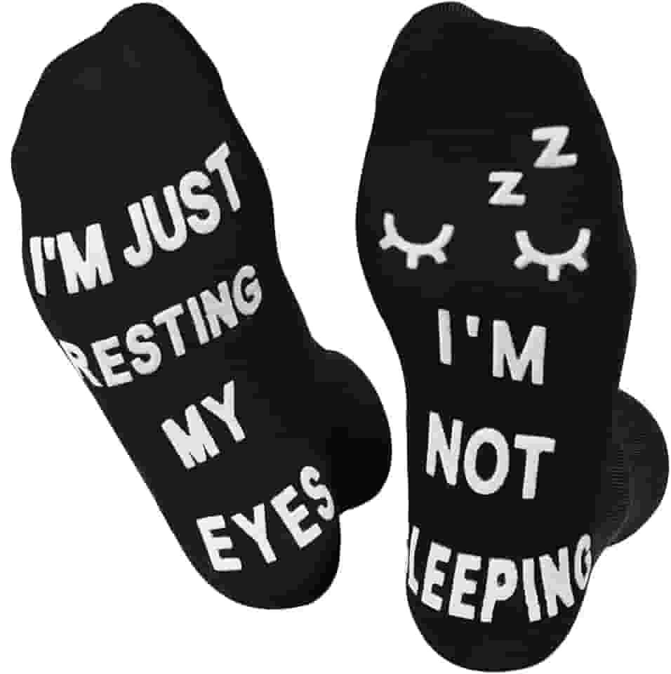 Presentes de aniversário para pai, homens, marido, avô, mulher, ideia de Dia dos Pais, Natal, não estou dormindo, meias engraçadas, Meias de cílios, G