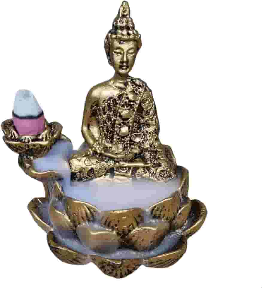 Incensário cascata e vareta buda na flor de lotús backflow fumaça invertida