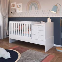 Berço Minicama com Cômoda Eva Unissex Branco