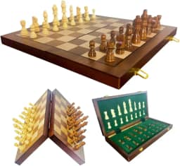 Jogo Xadrez Tabuleiro C/Imã Madeira Profissional 40x40 Cm