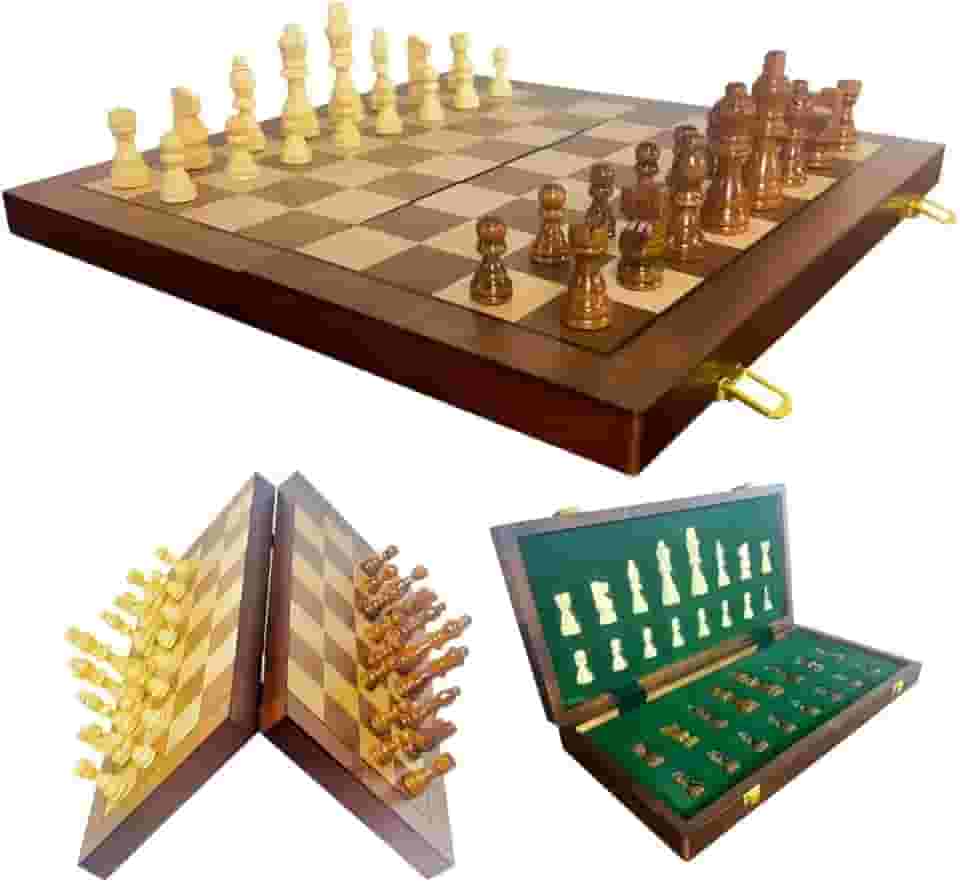 Jogo Xadrez Tabuleiro C/Imã Madeira Profissional 40x40 Cm