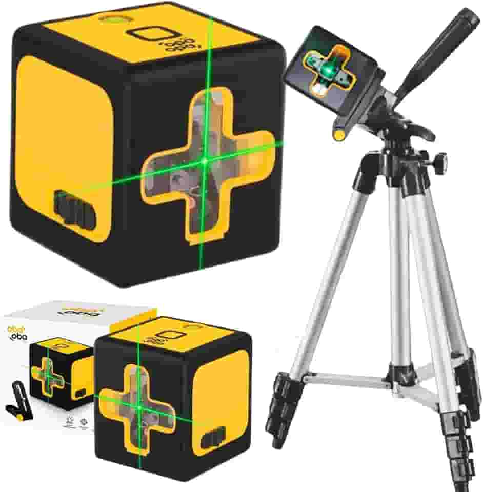 Nível Laser 20 Metros com Tripé, 2 Linhas Horizontais e Verticais Nível a Laser Verde profissional Nivelador a Laser com Bateria Recarregável
