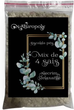 Escalda Pés Premium 4 Sais Himalaia Epsom Marinho Quântico Aroma de Alecrim