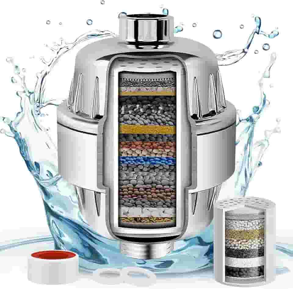 Botahan Filtro Chuveiro Universal de Alto Rendimento, 25 Estágios, 2 Cartuchos, Branco Prateado