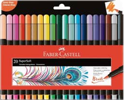 Caneta Ponta Pincel, Lettering, Faber-Castell,Supersoft Brush,15.0720SOFT, 20 cores, Multicor