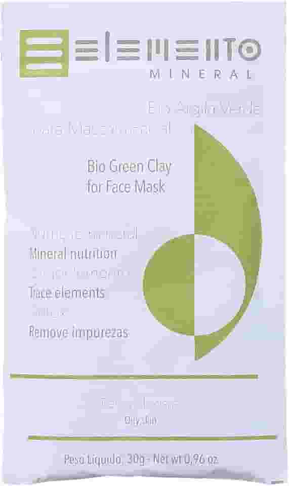 Elemento Mineral Máscara Facial Bio Argila Verde 30g Para pele Oleosa Limpeza Detox e Serenidade