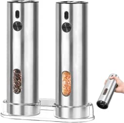 Kit 2 Moedores, 110mL/Peça, Carregamento Tipo C, com Acrílico de Mesa Porta Sal, Moedor de Pimenta Eletrico
