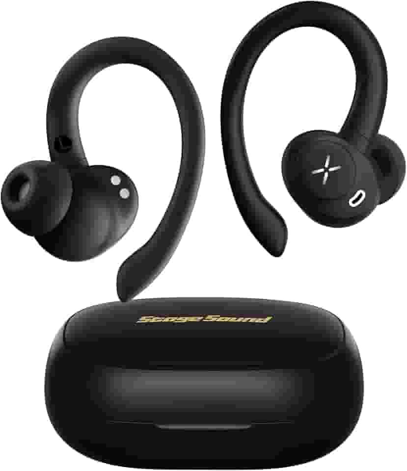 Fones de Ouvido Sem Fio Esportivos Bluetooth 5.4, Intra-auricular SportFree com Gancho, 30h de Bateria, IPX5 à Prova de Água, Estéreo HiFi, Design LED Display e Controles Toque para Corrida Academia