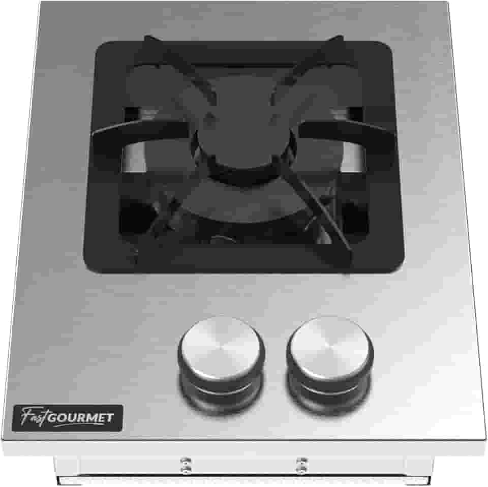 Cooktop a Gás 1 Boca Duplo de Embutir Industrial Inox Grelha 20x20