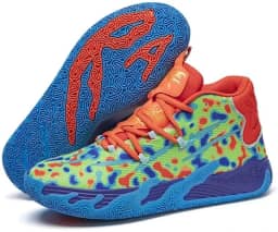 Tênis de basquete unissex, calçados esportivos respiráveis com design multicolorido, tração dinâmica, conforto o dia todo para quadras internas/externas Equipamento de basquetebol