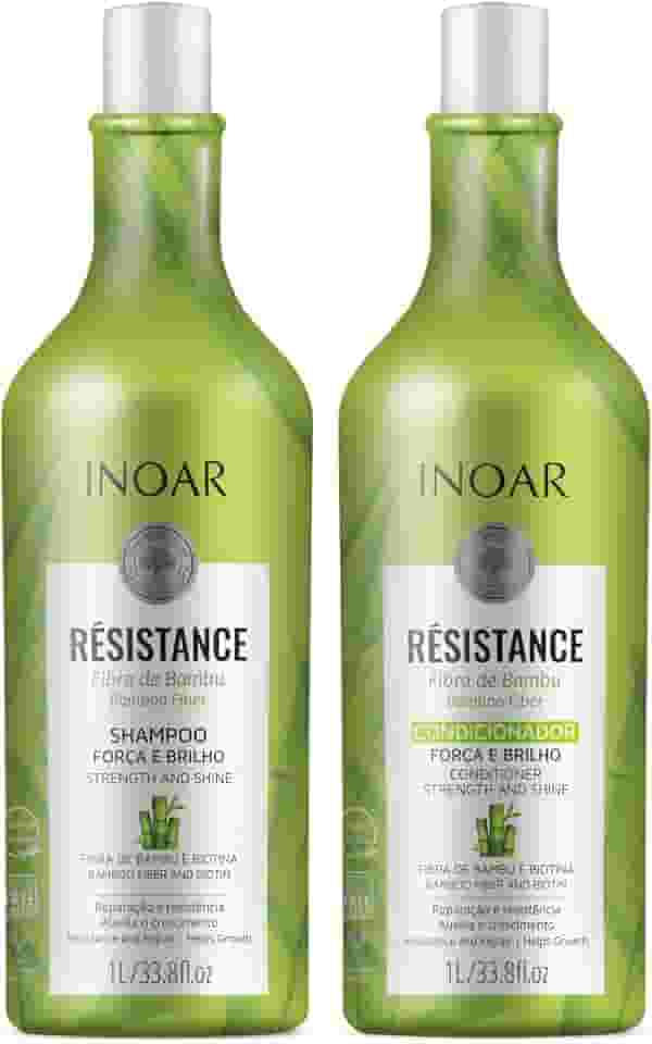 Inoar, Kit Resistance Bambu – Shampoo e Condicionador 1L, Fortalecimento e Crescimento Capilar, Hidratação e Brilho, Para Cabelos Danificados ou Quebradiços