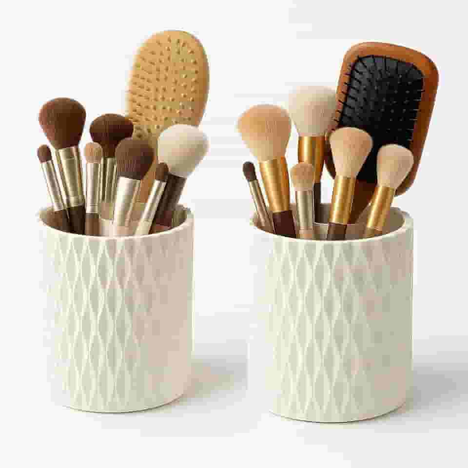 Porta Pincel Maquiagem, com 5 Compartimentos – Prático e Minimalista Organizador de Pincéis de Maquiagem