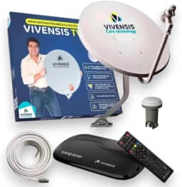 Kit Antena Parabólica 60cm com 1 Receptor Vx10 com Cabo 15M + Lnbf Simples