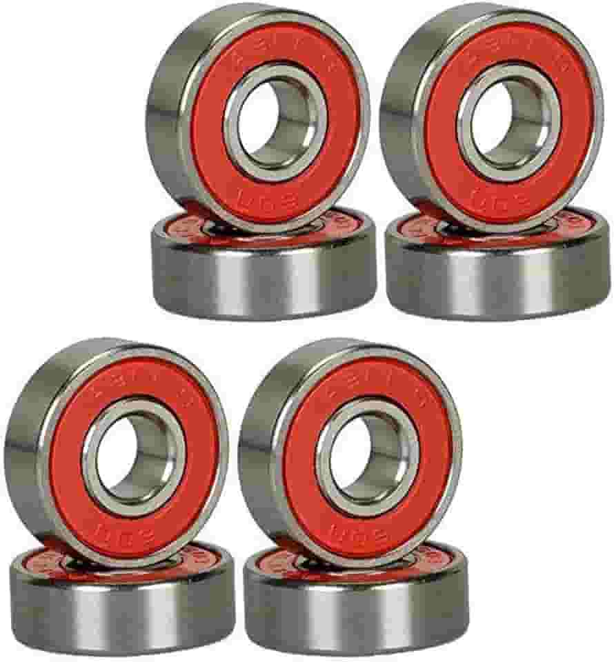 Rolamentos de skate longboard ABEC-9 608 RS de prata vermelha da GCA (8 peças)