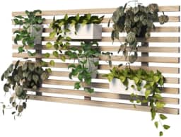 Painel Jardim Vertical em Madeira, Treliça Decorativa para Plantas, Suporte para Vasos, Natural