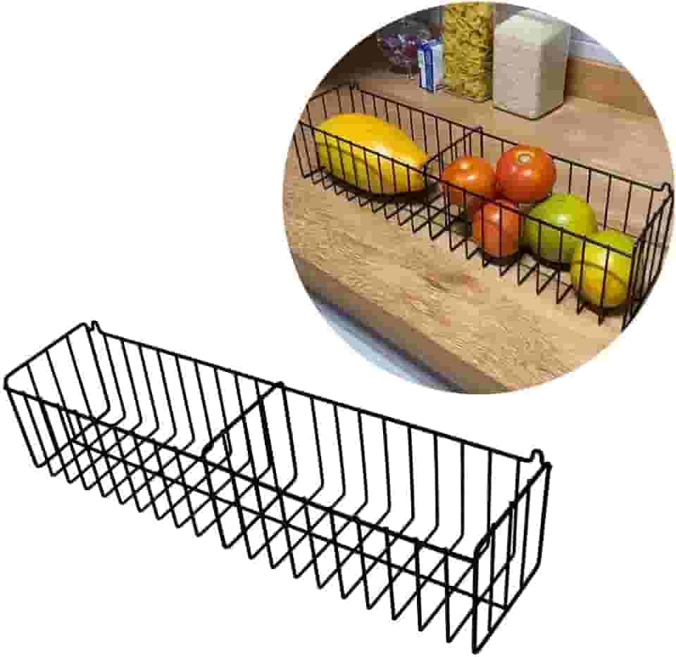 Cesto de Frutas Aramado para Cozinha Organizador de Parede Multiuso em Aço para Frutas e Produtos (Preto, N6 (47,5cm))