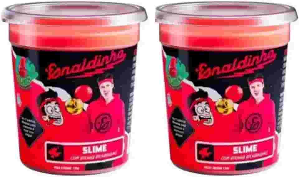 Kit de Slime Lojas Q2 Enaldinho Youtuber com Bolinha Surpresa - Vermelho, Não Obtido - 2 Potes de Slime com Bolinha Surpresa - Infantil Unissex