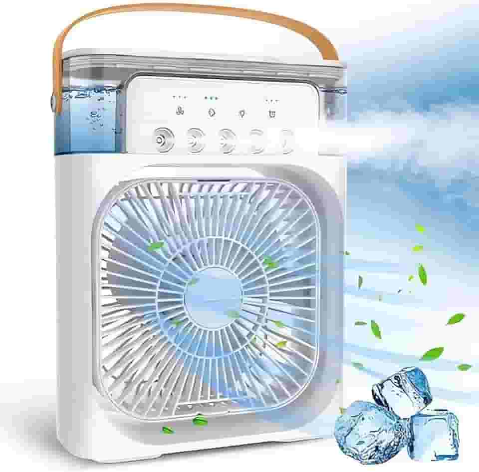 softdigit Ventilador Portátil de Mesa Mini Ar Condicionado Umidificador Climatizador Led Água e Gelo 3 Velocidades Led (BRANCO)
