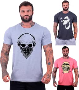 Kit 3 Camisetas Tradicional Masculina Clássica MXD Conceito Básica Camisas Estampas Algodão