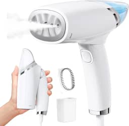 Ferro a Vapor Portátil Dobrável 1000W Bivolt - Pré-Aquecimento Rápido 30s Tanque 100ml para Viagens Casa Escritório Roupa Tecidos Delicados (Branco)