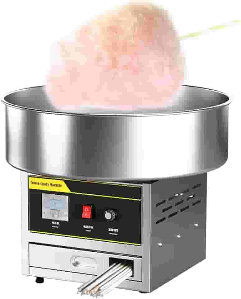 Máquina comercial de algodão doce de 1200 W, fabricante profissional de algodão doce, fabricante elétrico de algodão doce para festa de aniversário, prata