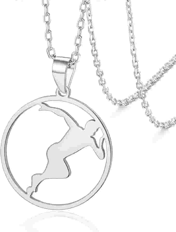 VASSAGO Colar com pingente de atleta de maratona de aço inoxidável para mulheres e homens, presente de joia esportiva