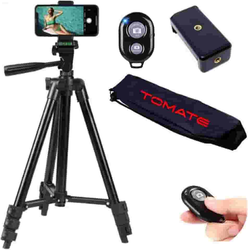 Tripé para Câmera e Celular com Nível Bolsa e Suporte de celular Kit Tripod com controle remoto sem fio