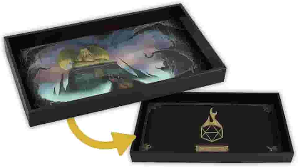 Forged Dice Co. Bandeja de dados de 35,5 cm – Tapete de rolamento de dados reversível – compatível com jogos de tabuleiro e RPGs de mesa como Dungeons and Dragons Pathfinder RPG – Templo de Cthulhu