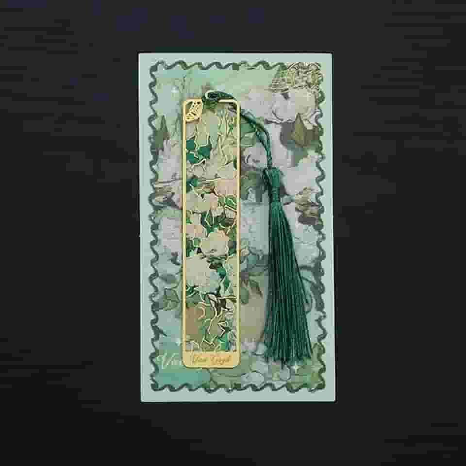 Marcadores de livro – 1 pacote de marcadores de página de borla de metal, presente com tema de pintura a óleo dourado para amantes de livros, leitores, adultos, adolescentes