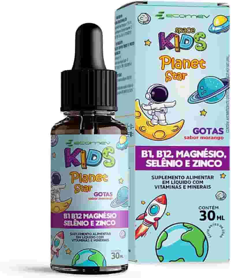 Vitamina Kids - B1 B12 Magnésio Selênio Zinco - Sabor Morango 30Ml - Ecomev