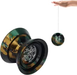 Ioiô profissional sem resposta, bola de ioiô com resposta de metal para crianças iniciantes, ioiô sem resposta para jogadores adultos com luva e 3 cordas de ioiô de reposição (Ouro Preto)