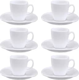 Jogo De Xícaras Com Pires Para Chá 12Pçs Quadra La Opala