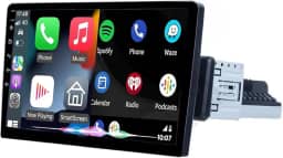 FINYQBET Multimídia 1 Din, 10 Polegadas com CarPlay e Android Auto, Câmera de Visão Traseira, Bluetooth 5.1, Tela Sensível ao Toque HD - A escolha perfeita para segurança e conforto automotivo