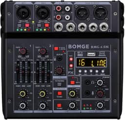 BOMGE 04M Mesa De Som, Som Digital Usb Com 4 Canais, Bluetooth E 24 Efeitos, Entrada 48V Phantom Power, Mixers Estéreo Dj Para Gravação, Transmissão Ao Vivo, Podcasting, Jogos