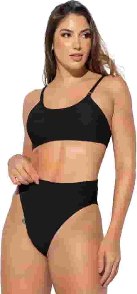 Biquíni Alcinha Bojo Hot Pants Fio Duplo Textura Brilhosa MVB Modas