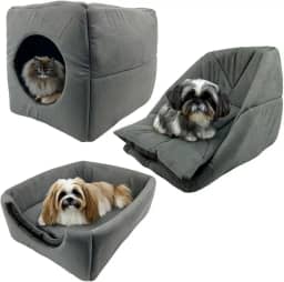 Cama Toca Iglu 3 em 1 Suede Cachorro Gato Frio Quente Pet P (Cinza)