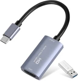 Guermok Placa de captura de vídeo, 4K USB3.0 HDMI para USB C cartão de captura para streaming, 1080p 60FPS, compatível com iPad Mac OS Windows, Quest 3, OBS, PS5/4, Switch 2/1, Xbox, câmera (prata)