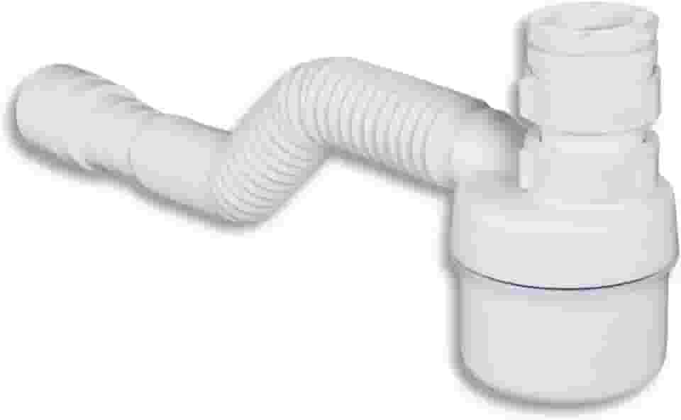 Sifão Tigre Sanfonado Ajustável Branco Copo Limpeza para Pias Tanques e Cozinhas